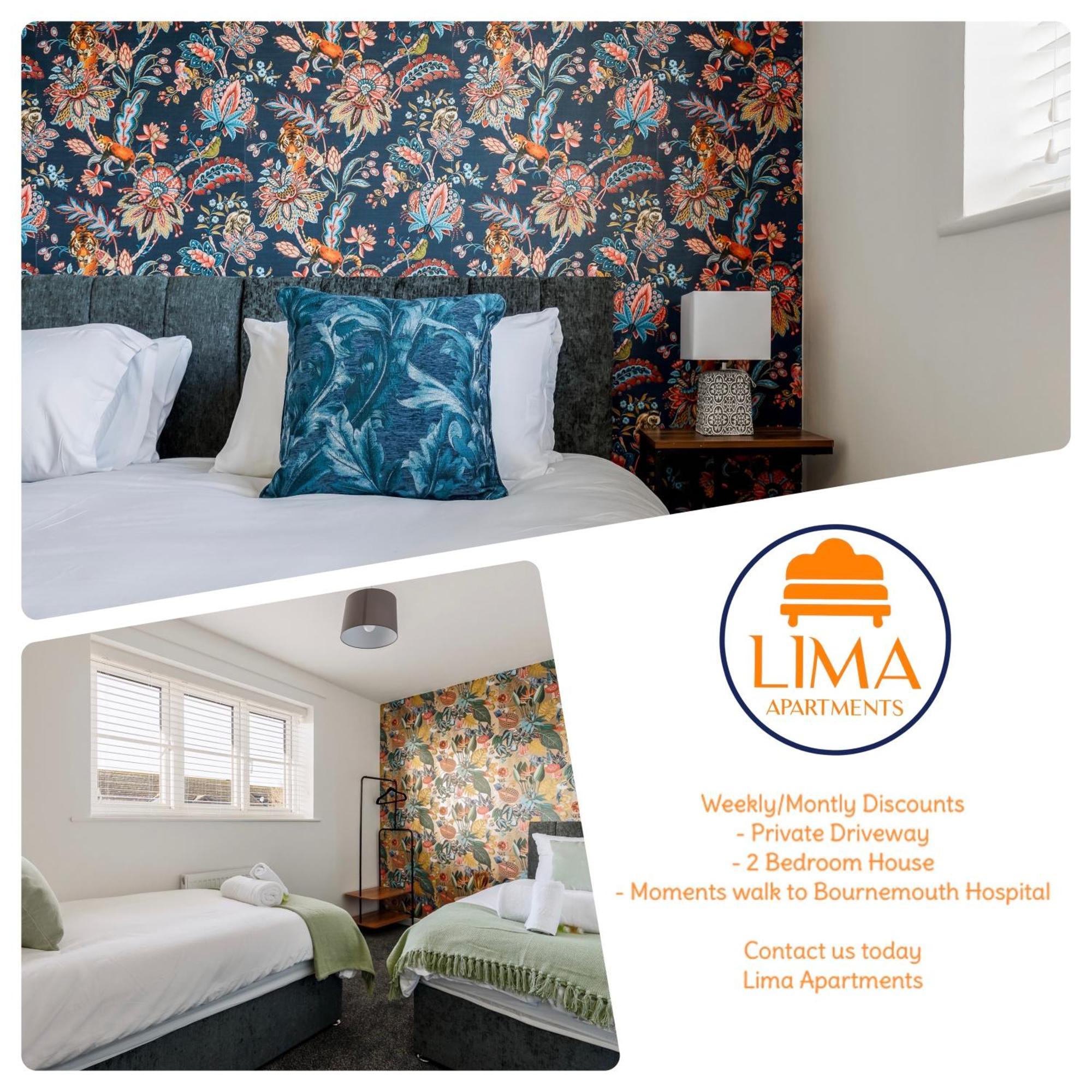 2 Bedroom House-Driveway - Bournemouth Hospital - Long Stay Discounts - Lima Apartments Ltd Екстериор снимка